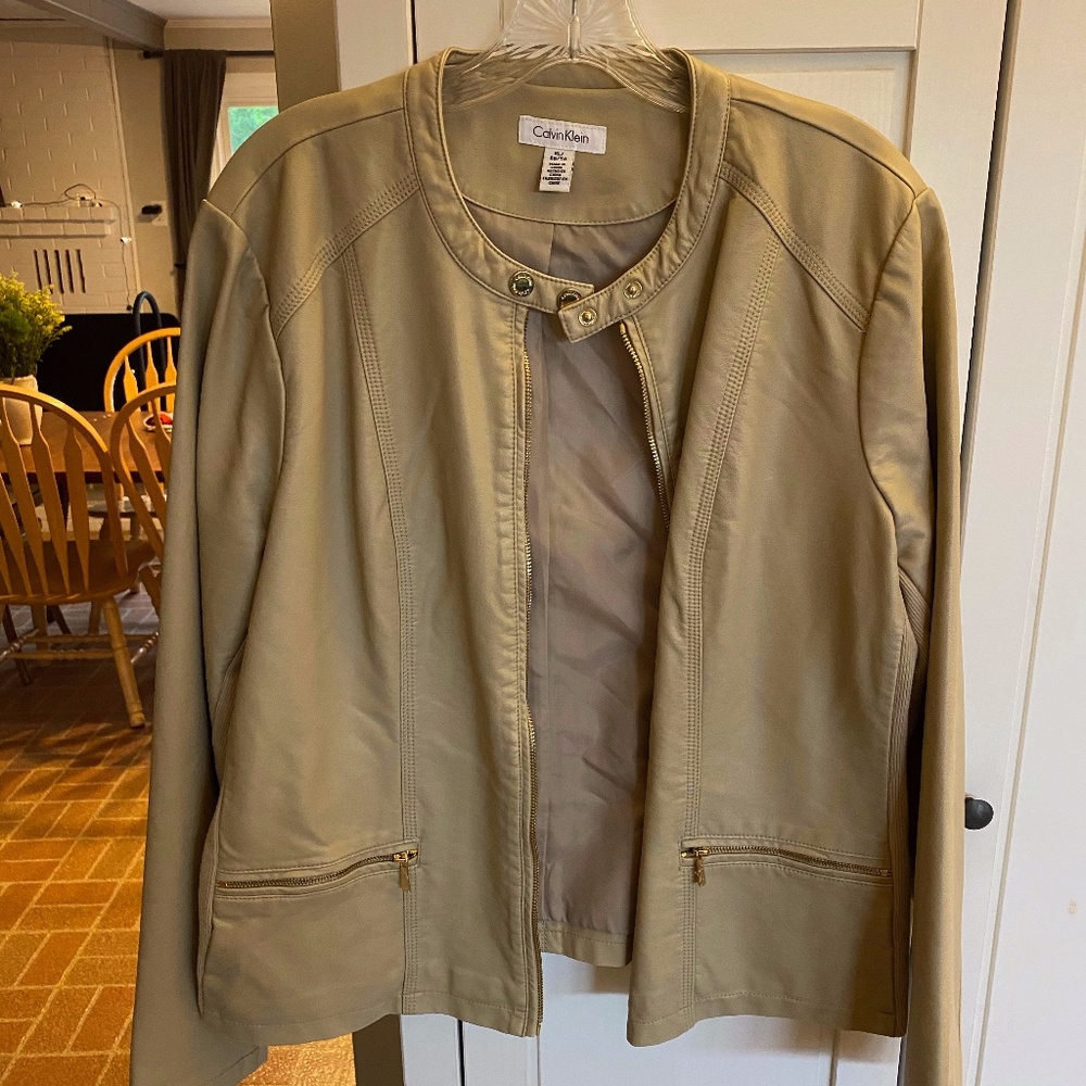 Calvin Klein Beige Faux Leather Jacket